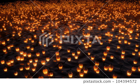 Flying paper lanterns. Generative AI 104394572