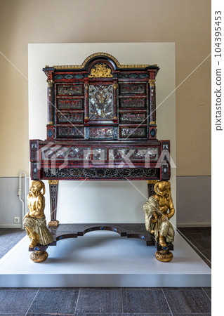 Interior of Castle Belvedere near Weimar Thuringia Germany is a elegant summer residence dating from 18th century. 104395453
