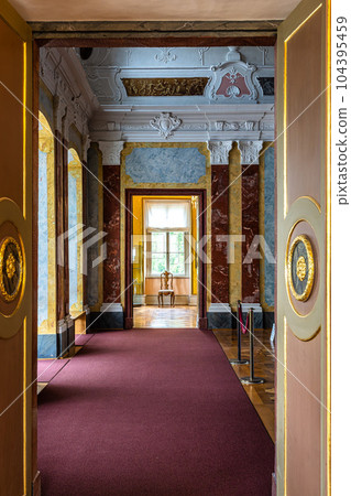 Interior of Castle Belvedere near Weimar Thuringia Germany is a elegant summer residence dating from 18th century. Interior of Castle Belvedere near Weimar Thuringia Germany is a elegant summer residence dating from 18th century. 104395459