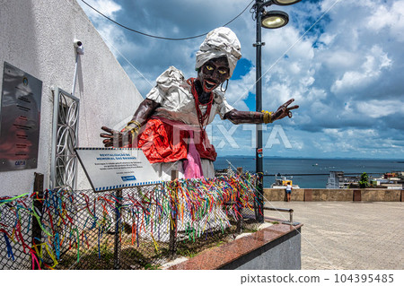 Statue of the Memorial das Baianas at Salvador, Brazil. A museum highlighting the women of Bahia 104395485