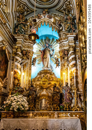 Interior of the Basilica of Our Lady of Conceicao da Praia in the city of Salvador da Bahia in Brazil. 104395486
