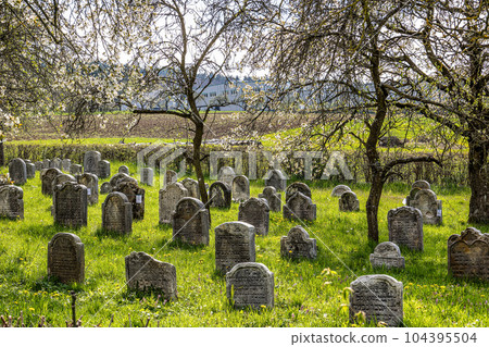 An old jewish cemetery at Hagenbach, Pretzfeld in Franconian Switzerland, Bavaria, Germany. An old jewish cemetery at Hagenbach, Pretzfeld in Franconian Switzerland, Bavaria, Germany. 104395504