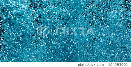 Explosion metallic blue glitter sparkle. sky Glitter powder spark blink celebrate, blur foil explode in air, fly throw blue glitters particle. Black background isolated, selective focus Blur bokeh 104395601