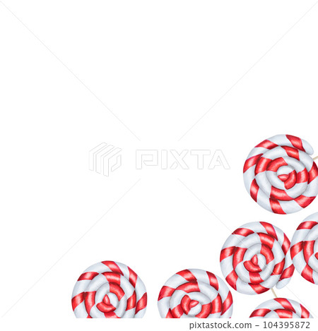Watercolor frame with christmas candy cane illustration. New year hand painting lollipop isolated on white background. For designers, food decoration, menu, shop, for postcards, wrapping paper, Watercolor frame with christmas candy cane illustration. New year hand painting lollipop isolated on white background. For designers, food decoration, menu, shop, for postcards, wrapping paper, 104395872