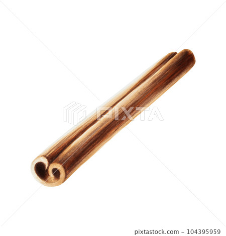 Watercolor dried cinnamon sticks illustration. Nature raw organic spice from a tree bark isolated background. For designers, food decoration, menu, shop, for postcards, wrapping paper, covers. For Watercolor dried cinnamon sticks illustration. Nature raw organic spice from a tree bark isolated background. For designers, food decoration, menu, shop, for postcards, wrapping paper, covers. For 104395959