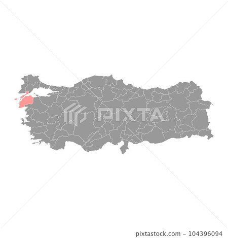 Canakkale province map, administrative divisions of Turkey. Vector illustration. 104396094