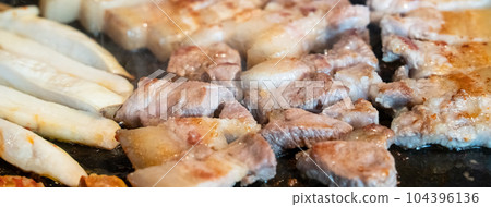 black pork korean food cuisine iron plate restaurant 제주흑돼지 Pan fried black pork black pork black pork korean food cuisine iron plate restaurant 제주흑돼지 Pan fried black pork black pork 104396136