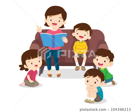 children listen dad mom grandparents reading book on sofa children listen dad mom grandparents reading book on sofa 104396213