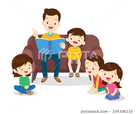 children listen dad mom grandparents reading book on sofa children listen dad mom grandparents reading book on sofa 104396216