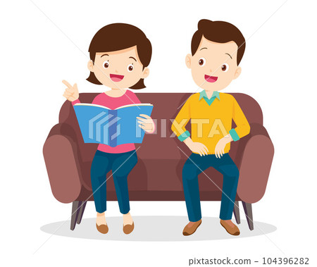 man and woman reading book 104396282