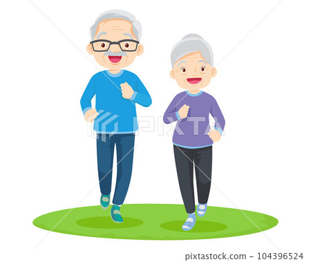 Elderly couple practicing yoga. Active Grandparents doing exercises 104396524