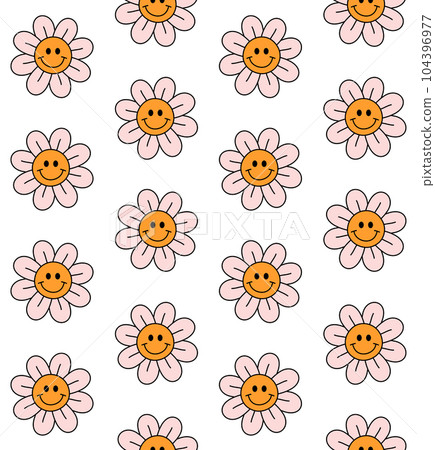 Vector seamless pattern of groovy heart with face Vector seamless pattern of groovy heart with face 104396977
