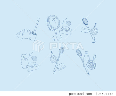 Hygiene bathroom compositions blue Hygiene bathroom compositions blue 104397458