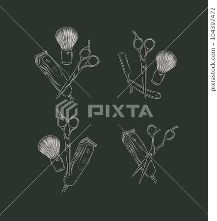 Barbershop haircut and shave compositions collection black Barbershop haircut and shave compositions collection black 104397472