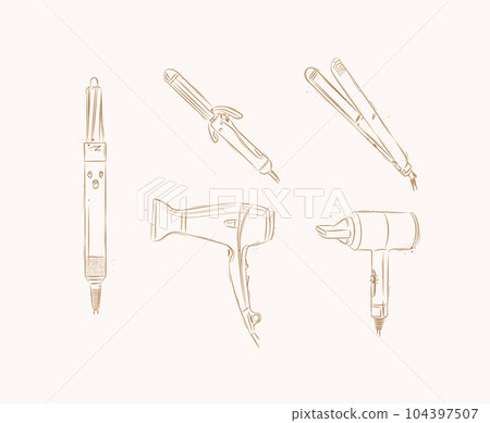 Hair dryer for creating model hairstyles brown Hair dryer for creating model hairstyles brown 104397507