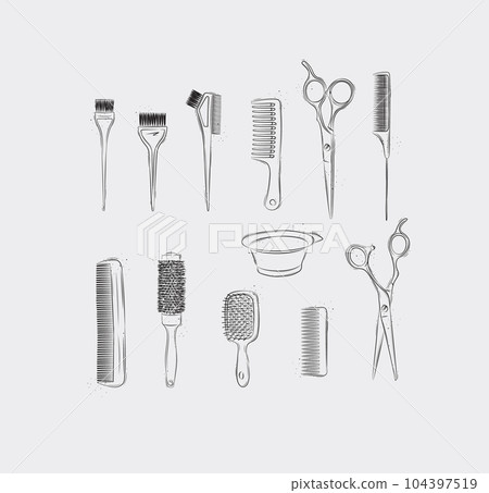 Hairdresser tools collection 104397519
