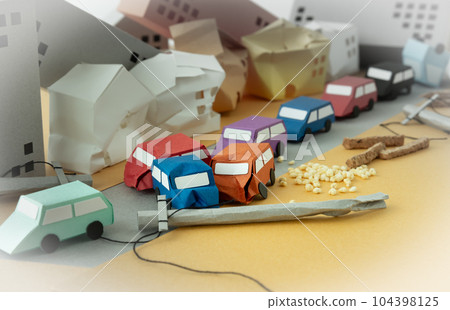 Traffic jams during the earthquake disaster, natural disasters, natural disasters 104398125