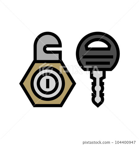 cam lock key hardware furniture fitting color icon vector illustration 104400947