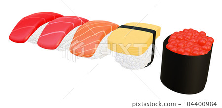 握壽司的 3D 插圖集 握壽司的 3D 插圖集 104400984