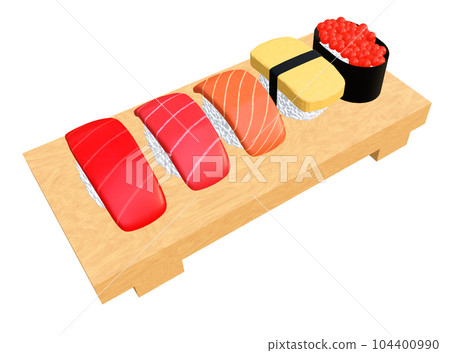握壽司的 3D 插圖集 握壽司的 3D 插圖集 104400990