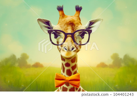 giraffe with bow tie
