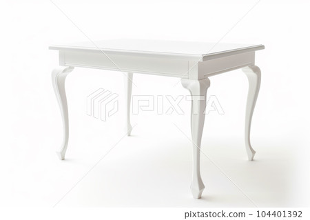 White table with drawer on the top and drawer on the bottom. Generative AI 104401392