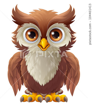 Owl Wise Old Bird Cartoon 104401413
