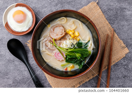 Tonkotsu Ramen, Japanese Food, Soup with boiled eggs Tonkotsu Ramen, Japanese Food, Soup with boiled eggs 104401660