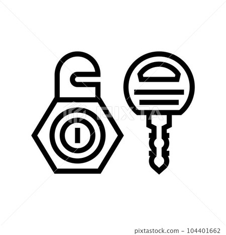 cam lock key hardware furniture fitting line icon vector illustration 104401662