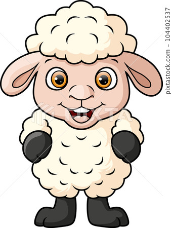 Cute baby sheep cartoon isolated on white background 104402537