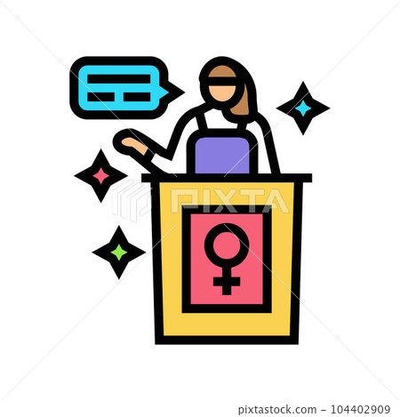 feminist activist feminism woman color icon vector illustration 104402909