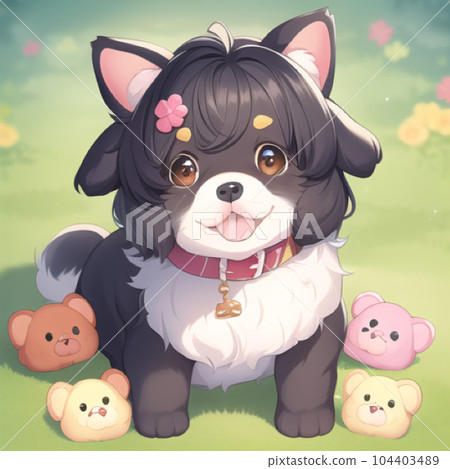 cute puppy with tongue out 104403489