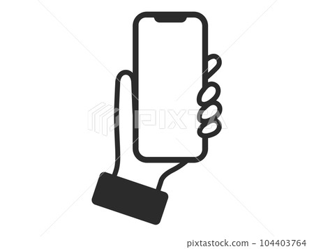 Illustration of a hand holding a smartphone Illustration of a hand holding a smartphone 104403764