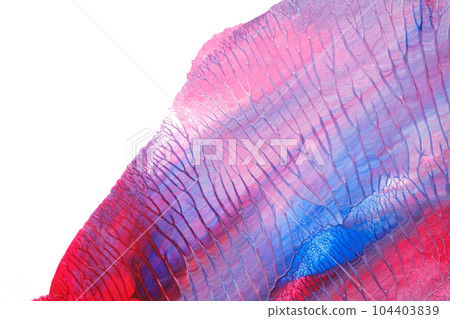 blue pink abstract acrylic painting color texture on white paper background by using rorschach inkblot method 104403839