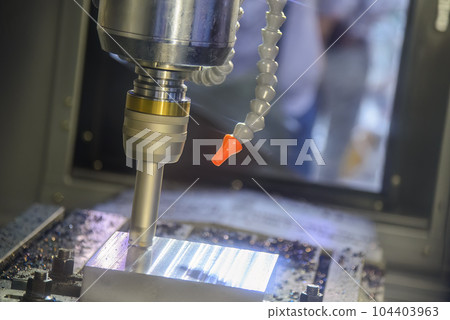 The CNC milling machine rough cutting the injection mold parts by indexable tools. The CNC milling machine rough cutting the injection mold parts by indexable tools. 104403963