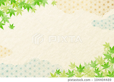 夏天，炎熱的夏天賀卡，日本紙背景，雲，年中禮物，日式圖案，麻葉 104404489