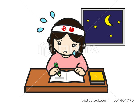 Girl studying for the exam late at night Girl studying for the exam late at night 104404770