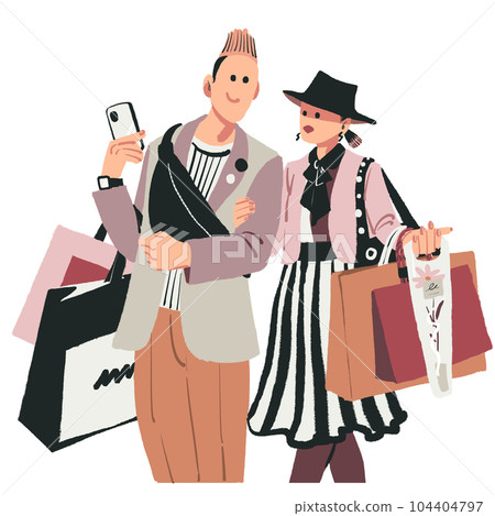 享受購物的成年男性和女性 104404797