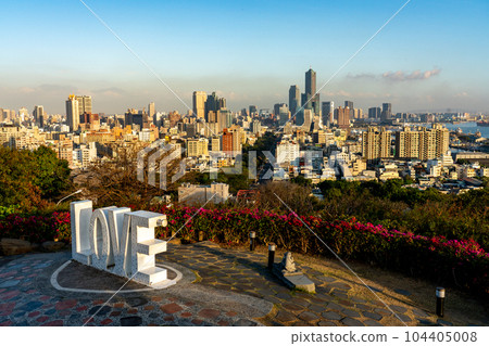 Kaohsiung at dusk from Shoushan Lover Observation Deck, Kaohsiung City, Taiwan 104405008