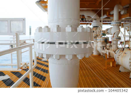 Manifold line of oil and gas production which controlled by program or technician petroleum. The valve function to close and open by programmable by control room for control oil and gas production. 104405342