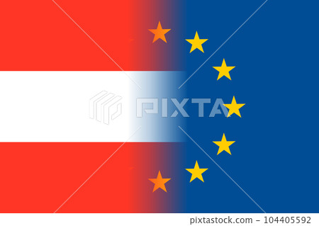 Austria national flag with a circle of EU 104405592