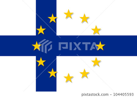 Finland national flag with a star circle of EU Finland national flag with a star circle of EU 104405593