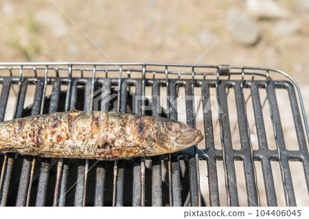[Salted sardine grilled at the auto campsite] 104406045