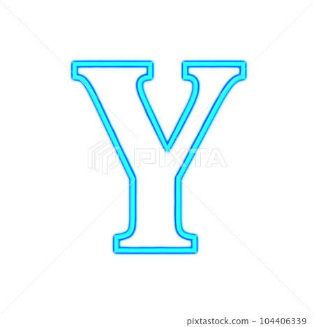 大寫 Y。藍色發光的霓虹燈字母表 大寫 Y。藍色發光的霓虹燈字母表 104406339