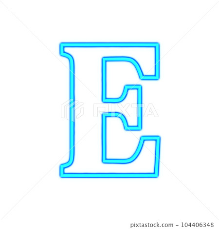 uppercase E. blue glowing neon alphabet uppercase E. blue glowing neon alphabet 104406348