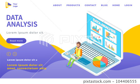 Employees analyze statistical indicators, business data. Characters work with marketing research Employees analyze statistical indicators, business data. Characters work with marketing research 104406555