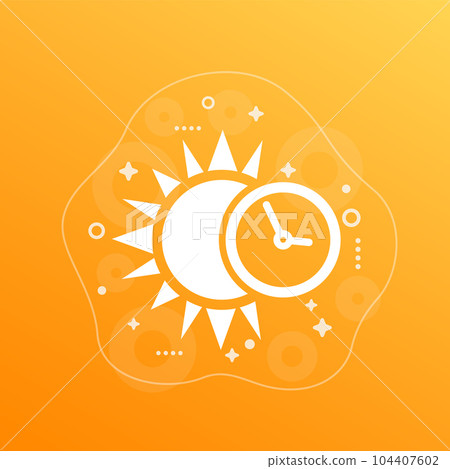 sun and time icon, vector art 104407602