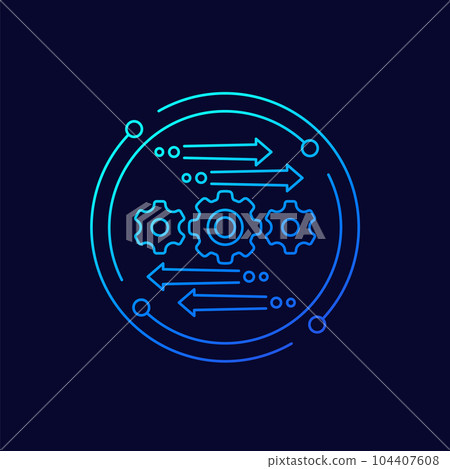 automation and optimization process line icon automation and optimization process line icon 104407608