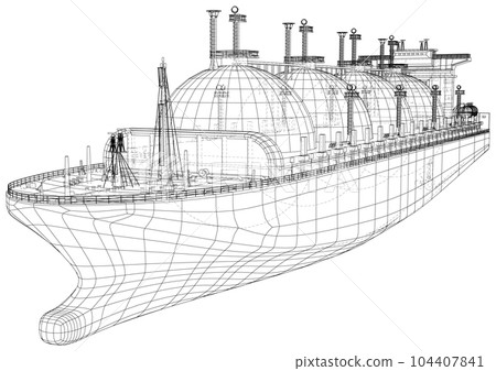 lng tanker ship. Gas industry and transportation. Isolated vector image. lng tanker ship. Gas industry and transportation. Isolated vector image. 104407841