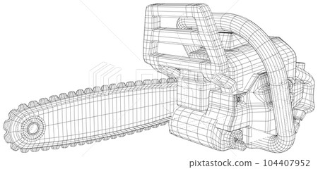 Vector outline chainsaw. Wire-frame. EPS10 format. Vector created of 3d 104407952